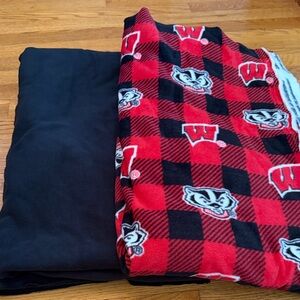 Wisconsin Badger Fleece and Black Fleece for tie lap blanket. NEW!